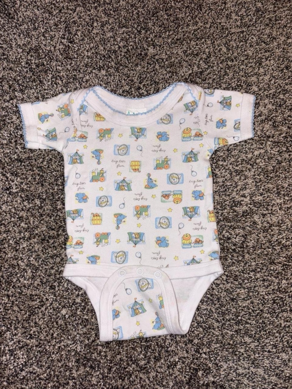 Vintage 90s Baby Body Suit with Circus Theme